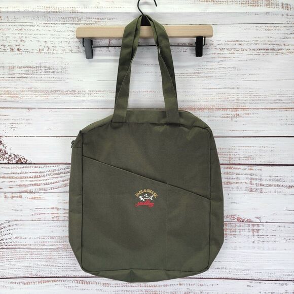 Paul & Shark Khaki Green Mens Bag Zipper Embroidered Casual Travel NWOT - Picture 1 of 16